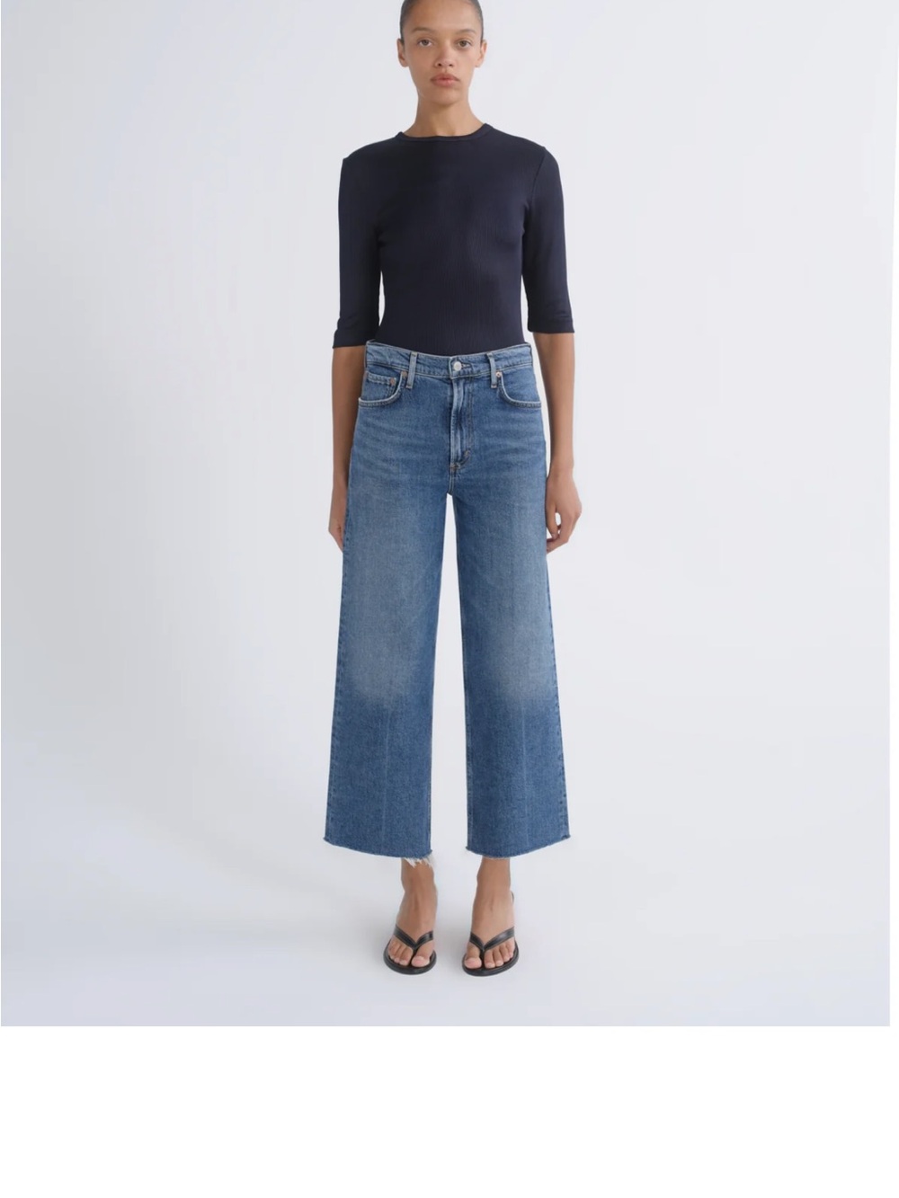 Agolde Ren High-Rise Straight Leg Cropped Jeans in Chord